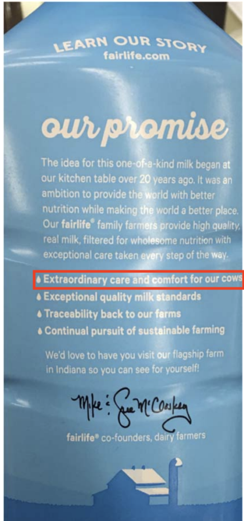 Fairlife Milk Product - Back Label